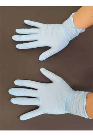 Gants en nitrile bleu sans poudre - Image 2