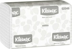 02046 KLEENEX Essuie-mains plis multiples blancs, 8 x 150 feuilles