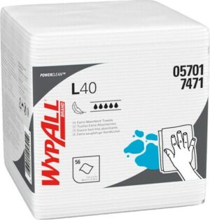 05701 Wypall L40 Lingettes extra robustes pliés en 4 18 paquets de 56 feuilles par caisse