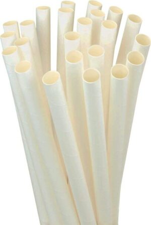 Paille blanche en papier compostable 8"