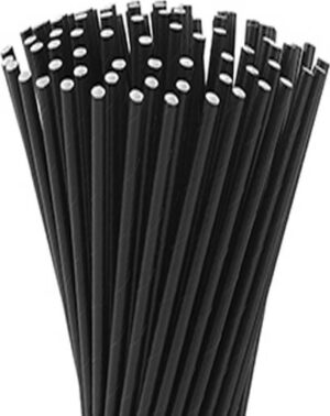 Paille noire en papier compostable