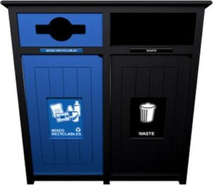 AURA Îlot double pour le recyclage mixte avec panneau 64 gal